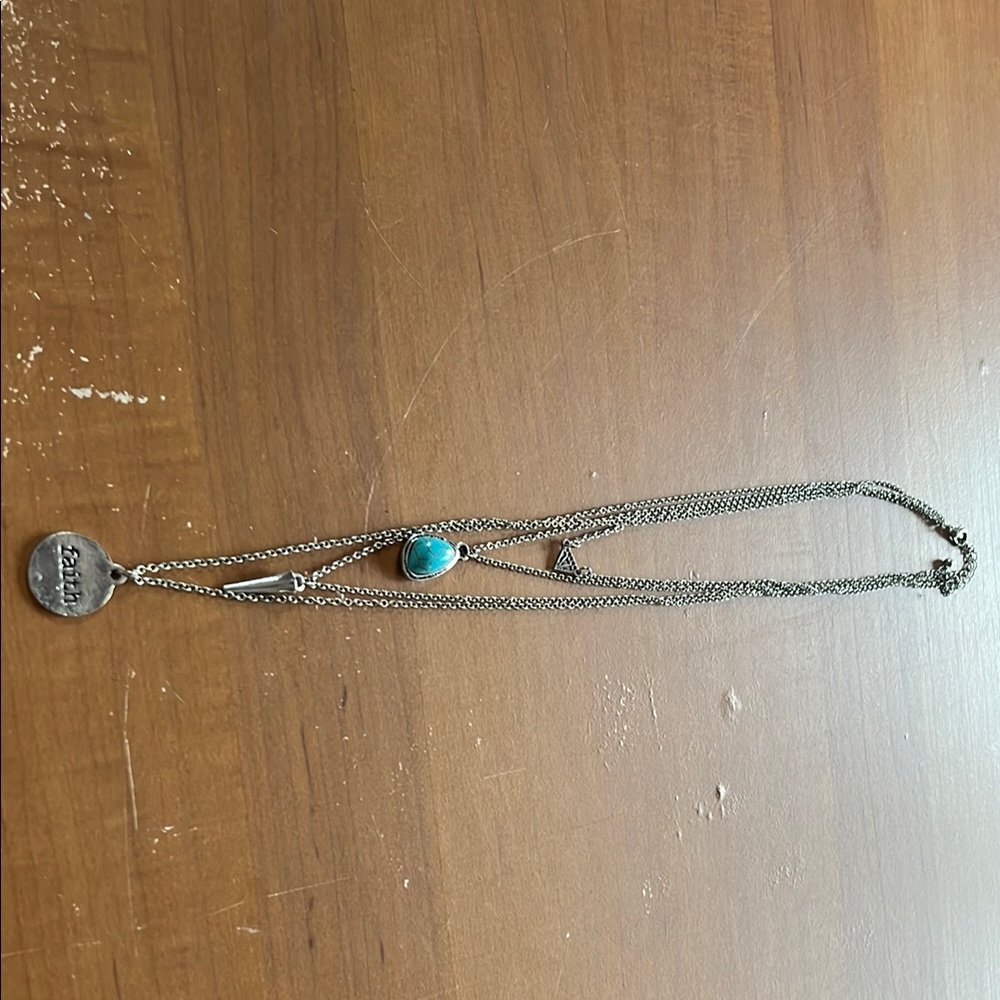 Buckle Silver and Blue Necklace with Turquoise Pendant